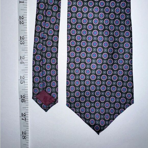 BURT PULITZER Tie All Silk Purple and Blue Geometric Print - Picture 4 of 5